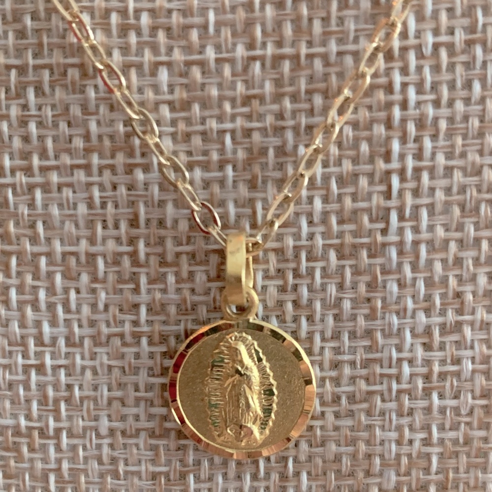 Virgin Mary Religious Pendant 18K GF Necklace
